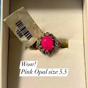 Genuine Pink Opal set in a beautiful Sterling setting. Size 5.5